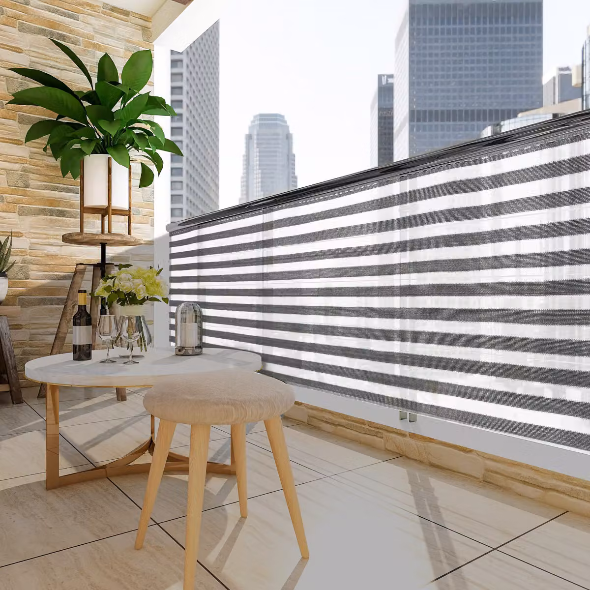Schermo per la Privacy Detex® Semitrasparente Multicolore Grigio e Bianco L: 10 m, H: 1 m – 2