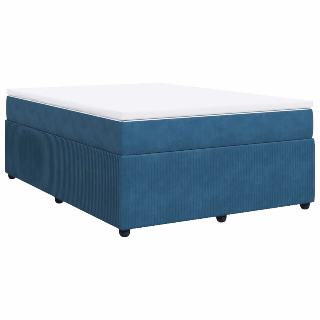 Giroletto a Molle con Materasso Blu Scuro 140x190 cm in Velluto