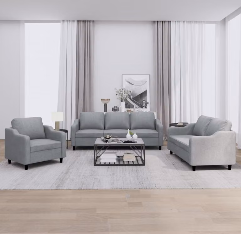 Maison Exclusive - Set divano 3 pezzi con cuscini in tessuto grigio chiaro