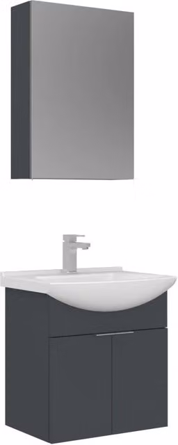Set mobile lavabo con specchio (2 pezzi) "Purus 55" - 55 x 50 x 58 cm - Antracite opaco