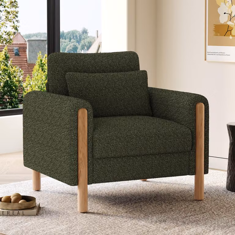 Poltrona reclinabile MODFU con morbida imbottitura, comoda poltrona lounge con spesso cuscino di seduta, design moderno, verde
