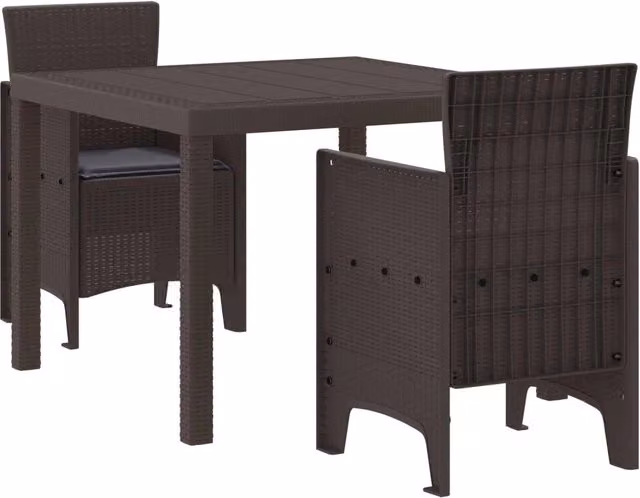 Set da Pranzo per Giardino 3 pz Marrone Polipropilene 3378680