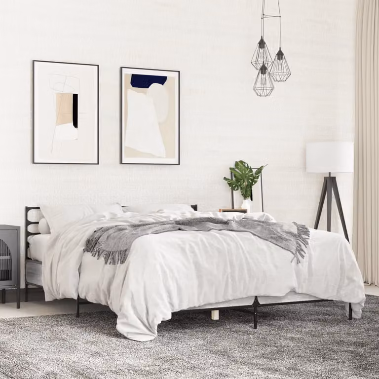 Giroletto vidaXL in legno e metallo Grigio Sonoma, L 160 x P 200 cm