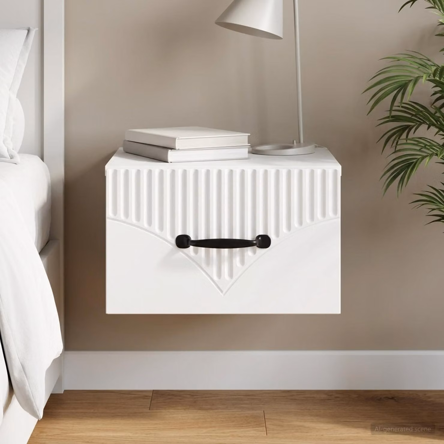vidaXL Mobiletto da notte sospeso con cassetto Bianco L: 34,5 cm, P: 33 cm, H: 20 cm