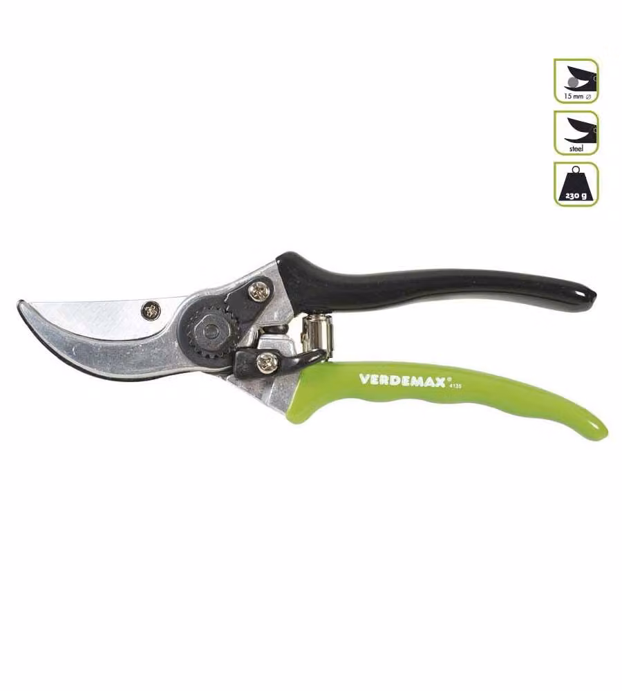 Verdemax Forbici da Giardino Bypass in Acciaio Inox Color Argento