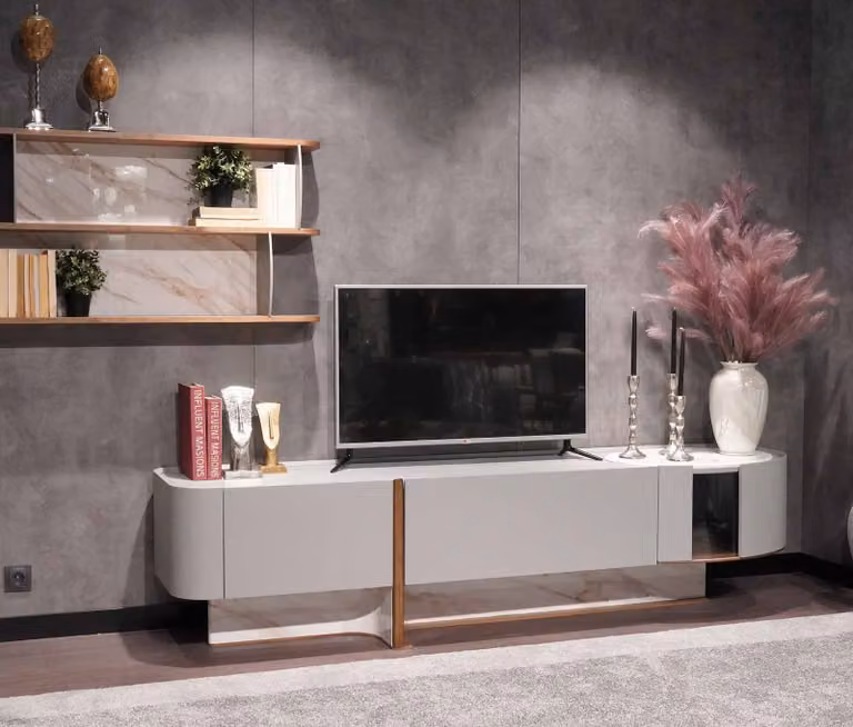 Wohnzimmer Set Luxus Wohnwand TV-Ständer Sideboard Wandregal