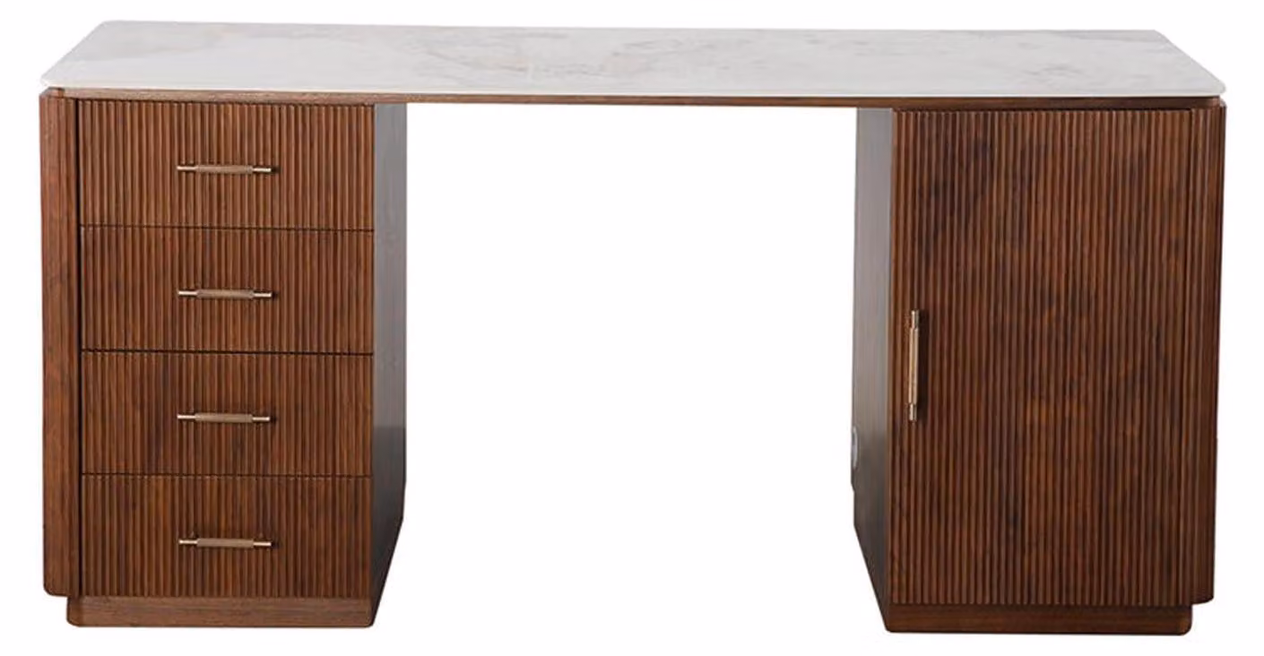 Scrivania Urban Chic, 167 cm, con piano in Vetroceramica - Marrone scuro