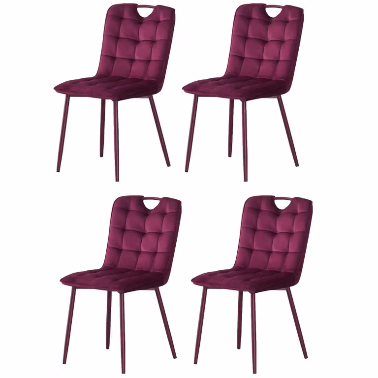 Sedia da pranzo MILINDA di Casa Dolce, set da 4, L47 x P58,5 x A86 cm, rivestimento in velluto, rosso