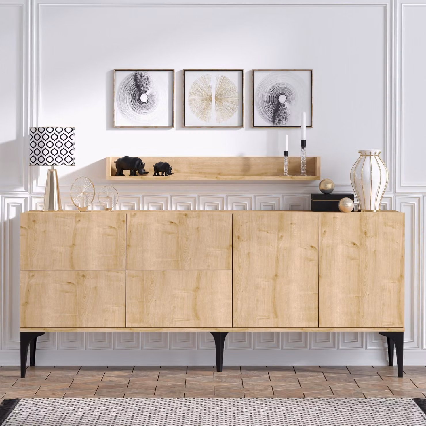 Skye Decor, Stella- Stella CHL, Saphireich, cassettiera, 55x180x40 cm, 100% pannello di particelle rivestito in melaminico