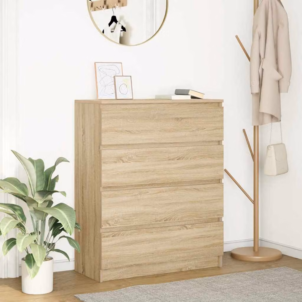 Credenza vidaXL in Rovere Sonoma e Legno Multistrato, L 80 cm x P 35 cm x H 99 cm