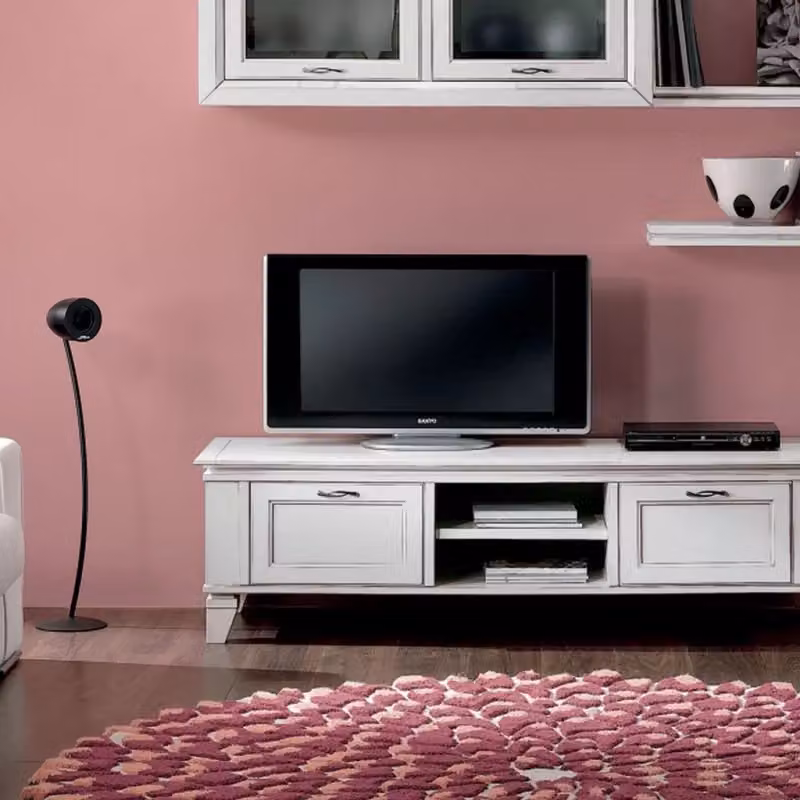 Porta TV Shabby Chic in Legno e MDF Bianco con 2 Cassetti Soft Close Mobili 2G L: 176 cm, P: 60 cm, H: 50 cm – 3