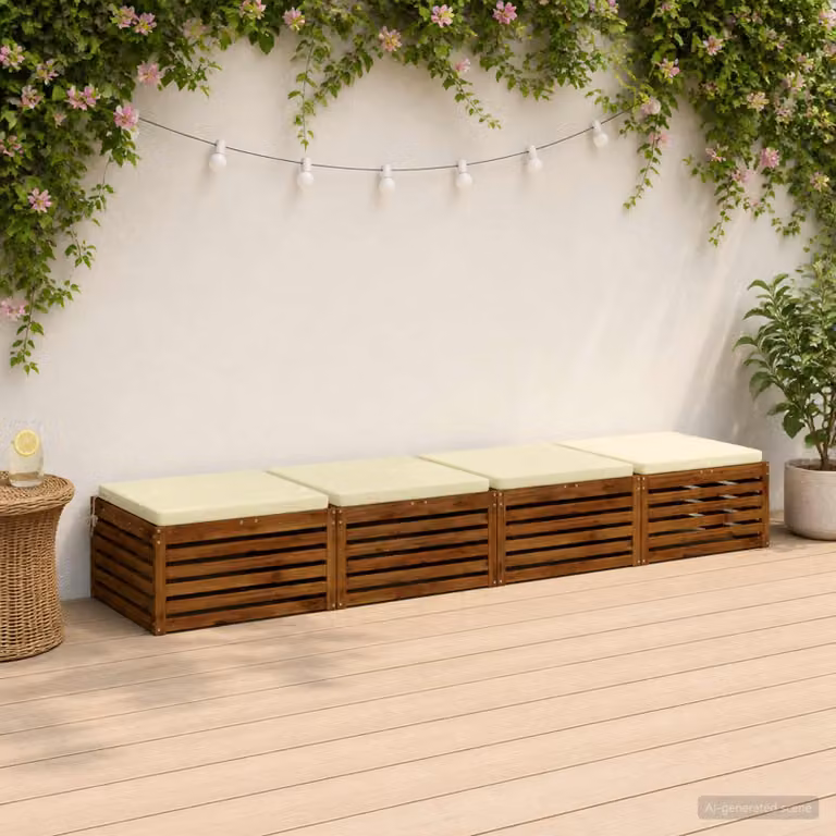 Set di 4 cuscini per sedia quadrati vidaXL in schiuma e poliestere beige con rivestimento lavabile e resistente ai raggi UV