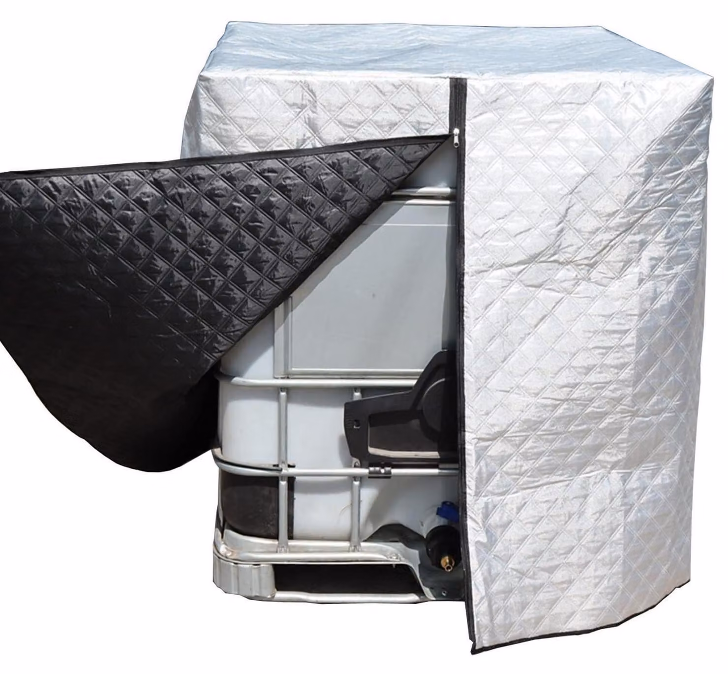 Copertura per serbatoio IBC, resistente al gelo, impermeabile, con cerniera, colore argento, dimensioni 120x100x116 cm