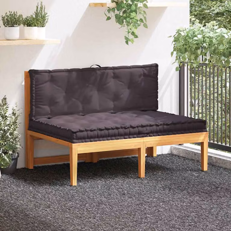 Set di 2 cuscini per pallet e pavimento vidaXL in cotone color antracite, forma rettangolare, L/P/H: 120 x 40 x 10 cm