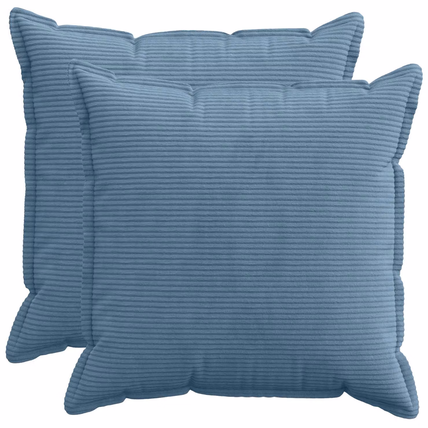 Set di 2 federe vidaXL HOUTEN in velluto a coste blu, L 60 x L 60 cm