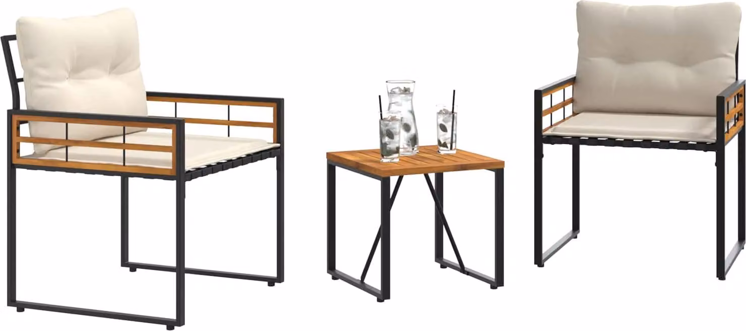 Set di Mobili da Esterno con cuscino 3 pcs Crema