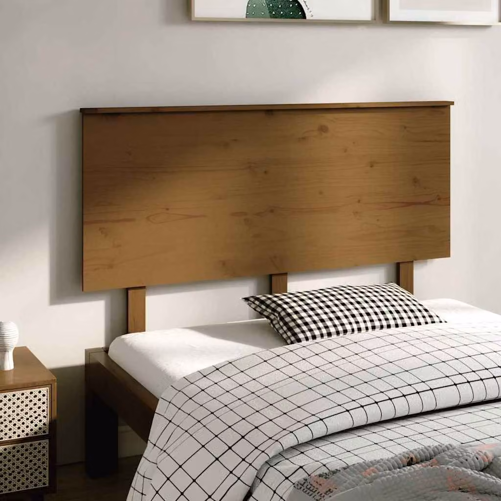 Testiera per letto vidaXL in legno massello di pino, colore marrone, L 139 cm x P 6 cm x H 82,5 cm