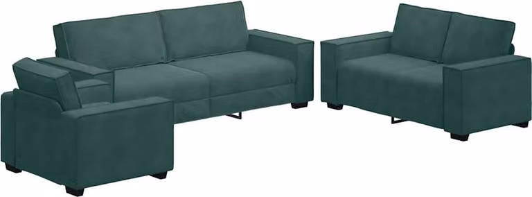 Set di Divani 3 pz con Cuscini Verde scuro in Velluto