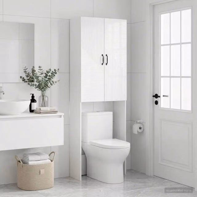 Mobile Bagno Moderno vidaXL HAARLEM Bianco Lucido L: 66 cm, P: 25,5 cm, H: 190 cm