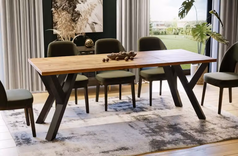 Tavolo da pranzo Endo-Möbel Pier 130cm - 210cm tavolo da cucina allungabile con struttura in metallo (Craft Gold Oak)