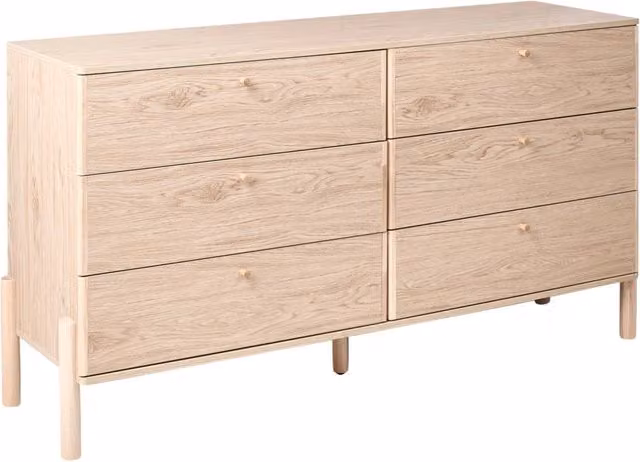 Cassettiera a 6 cassetti in legno massello con gambe in legno massello marrone chiaro stile scandinavo moderno credenza per soggiorno
