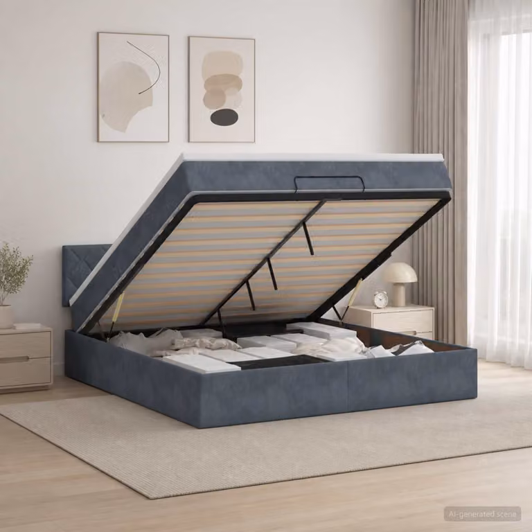 Letto ottomano con materasso vidaXL in velluto Grigio Scuro L: 140 cm, P: 190 cm