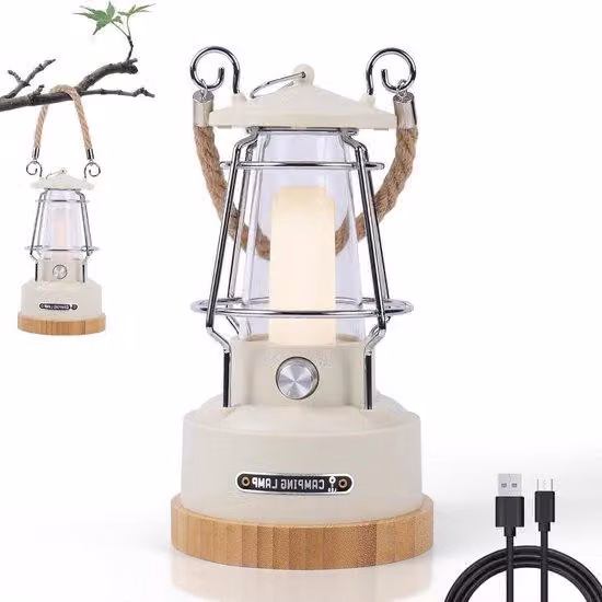 Lampada da campeggio ricaricabile tramite USB, con regolazione dell'intensità luminosa, 75 ore di autonomia, bianca