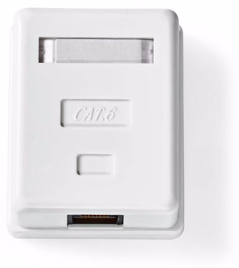 Scatola di rete a muro | Sul muro | 1-Port port(s) | UTP CAT6 | Dritta | Femmina | Placcato oro | ABS | Bianco | Scatola