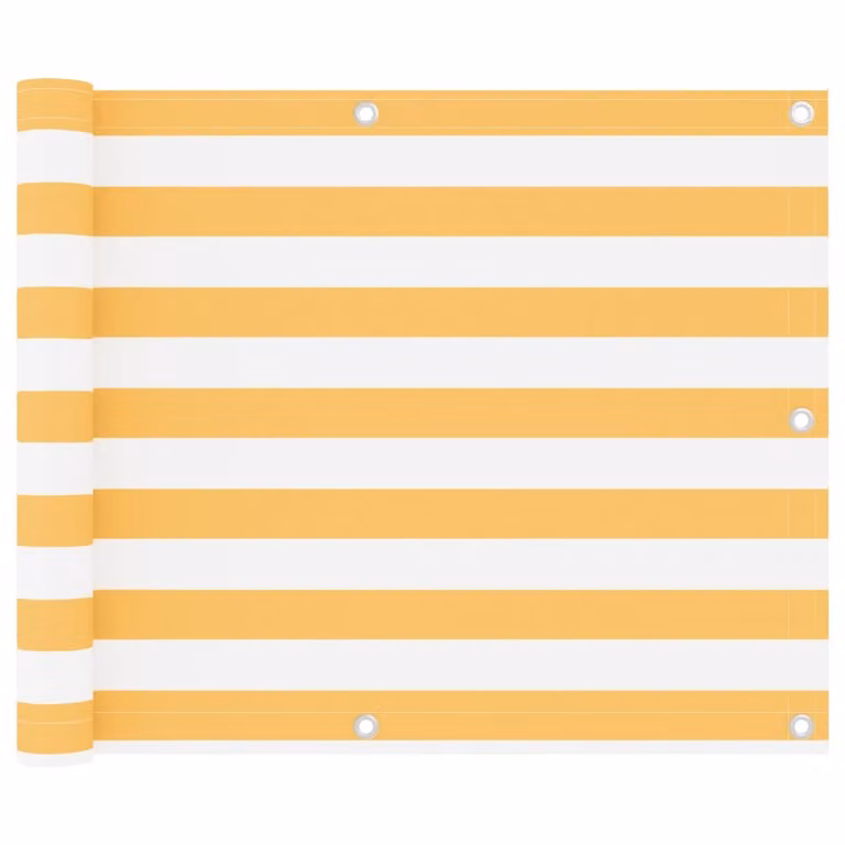 The Living Store Schermo protettivo per balcone Bianco e giallo 75x300 cm Tessuto Oxford