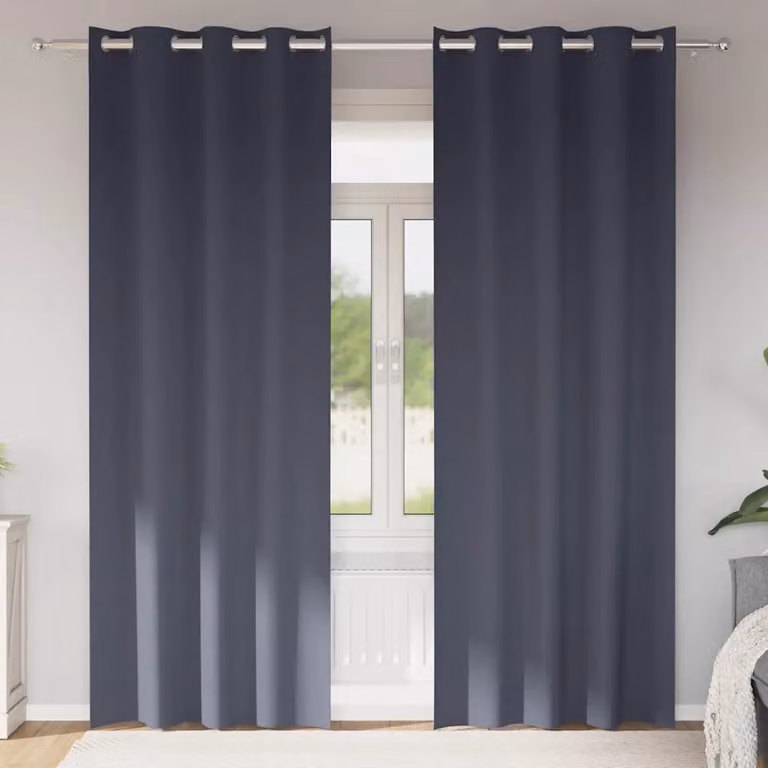 Set di 2 tende blackout vidaXL con anelli in poliestere, colore antracite, H 225 x L 140 cm