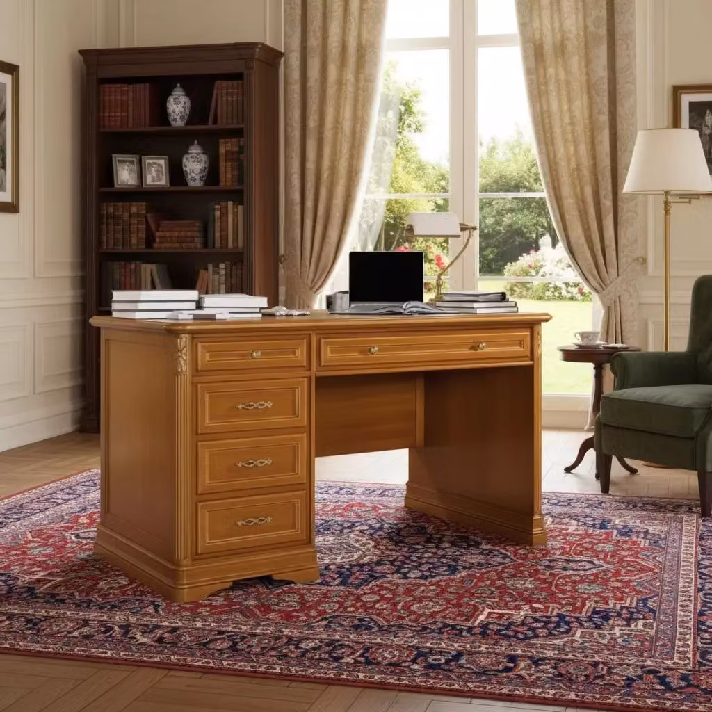 Scrivania con 6 cassetti in legno Mobili 2G colore marrone L: 140 cm, P: 85 cm, H: 82 cm – 4