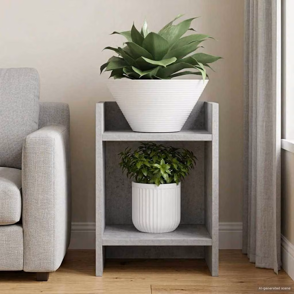 vidaXL Supporto per piante moderno in legno MDF Grigio Cemento L/P/H: 30 x 30 x 40 cm