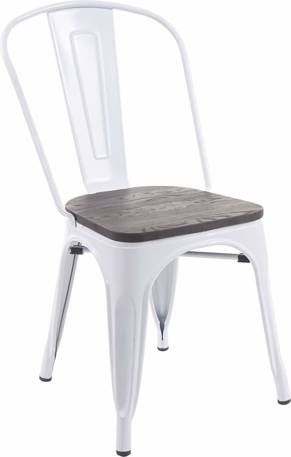 Sedia MCW-A73 con seduta in legno, sedia bistrot impilabile, design industriale in metallo impilabile ~ bianco