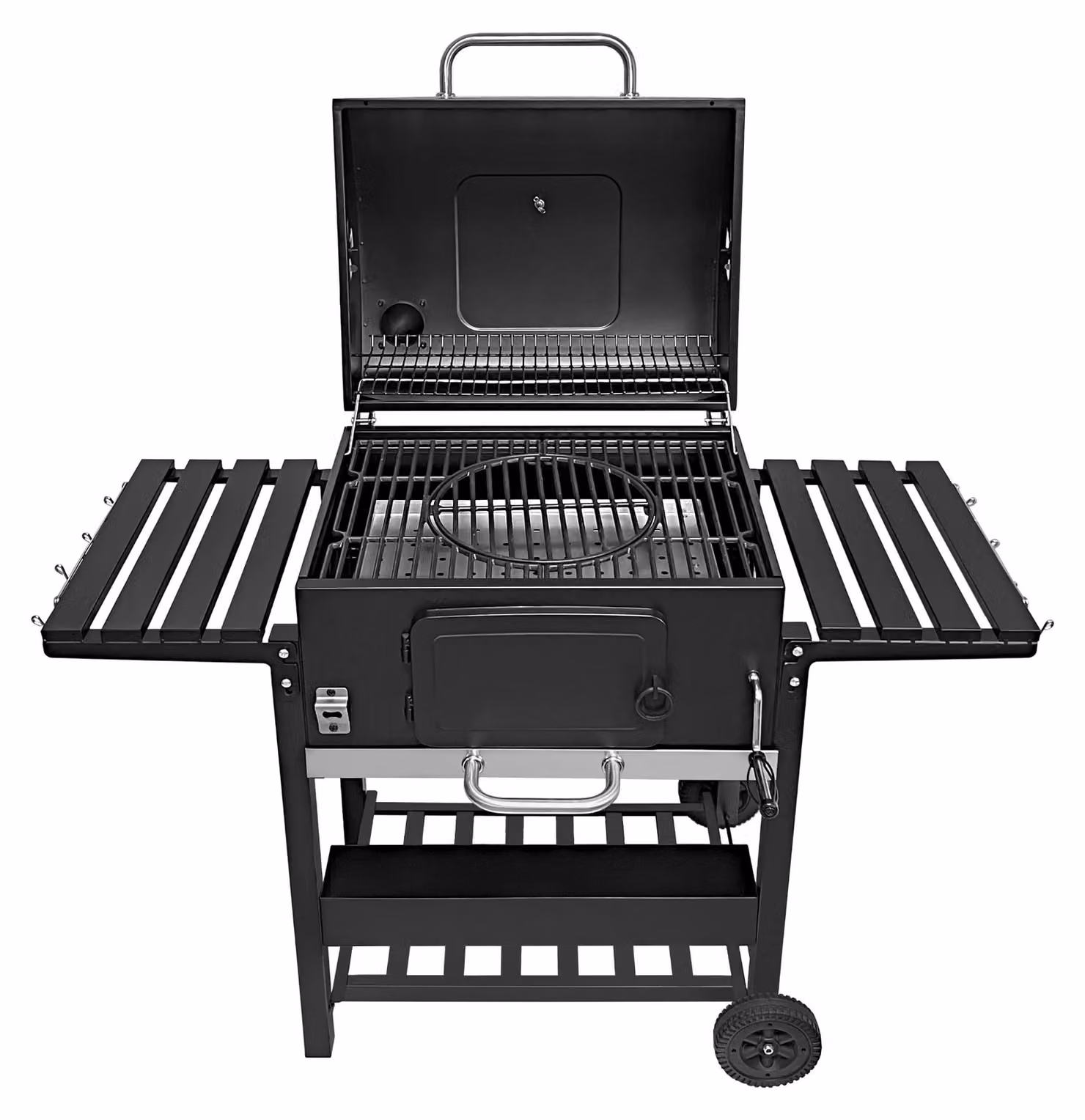 Barbecue a carbone XL con affumicatore - 57x41,5 cm, superficie di cottura - Nero