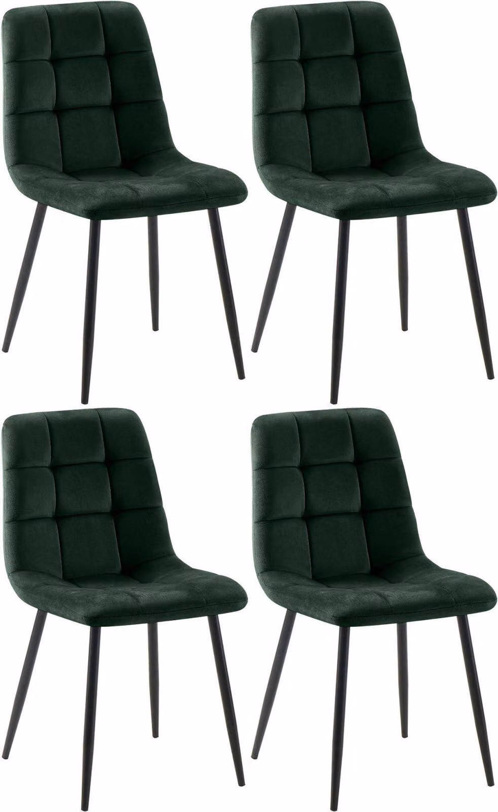 set di 4 sedie da pranzo - sedie da pranzo - posizione di seduta comoda, facile da pulire | Colore: Verde | Materiale: Morbido