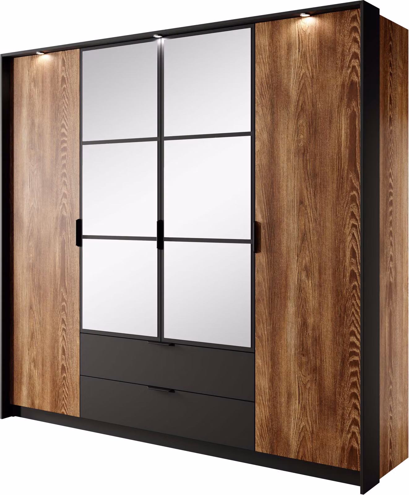 Armadio FURNLUX Milton Marrone e Nero 224cm / Colore principale: Marrone / Dimensioni: 224 x 210 x 59 cm