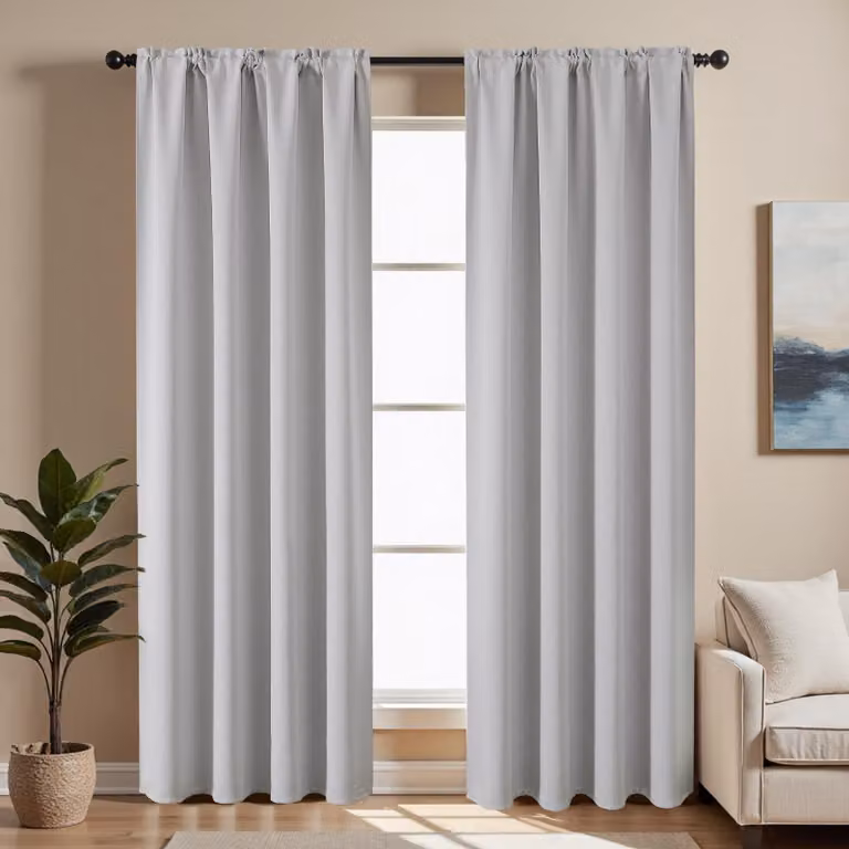 Omgoods - Tende oscuranti nere, 2 pezzi, lunghezza 96 pollici, isolanti dal calore e dalla luce, colore grigio e bianco
