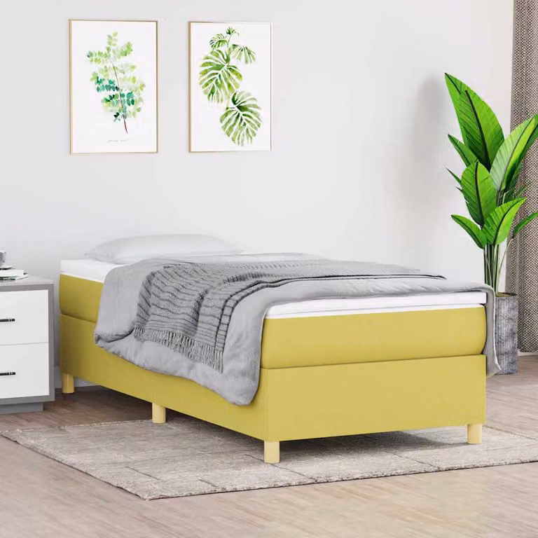 vidaXL Struttura Letto a Rete a Molle in Tessuto Verde L 90 x P 190 cm