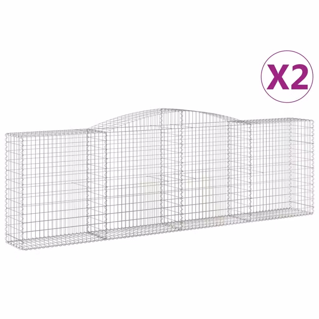 Cesti Gabbioni ad Arco 2 pz 400x50x120/140 cm Ferro Zincato