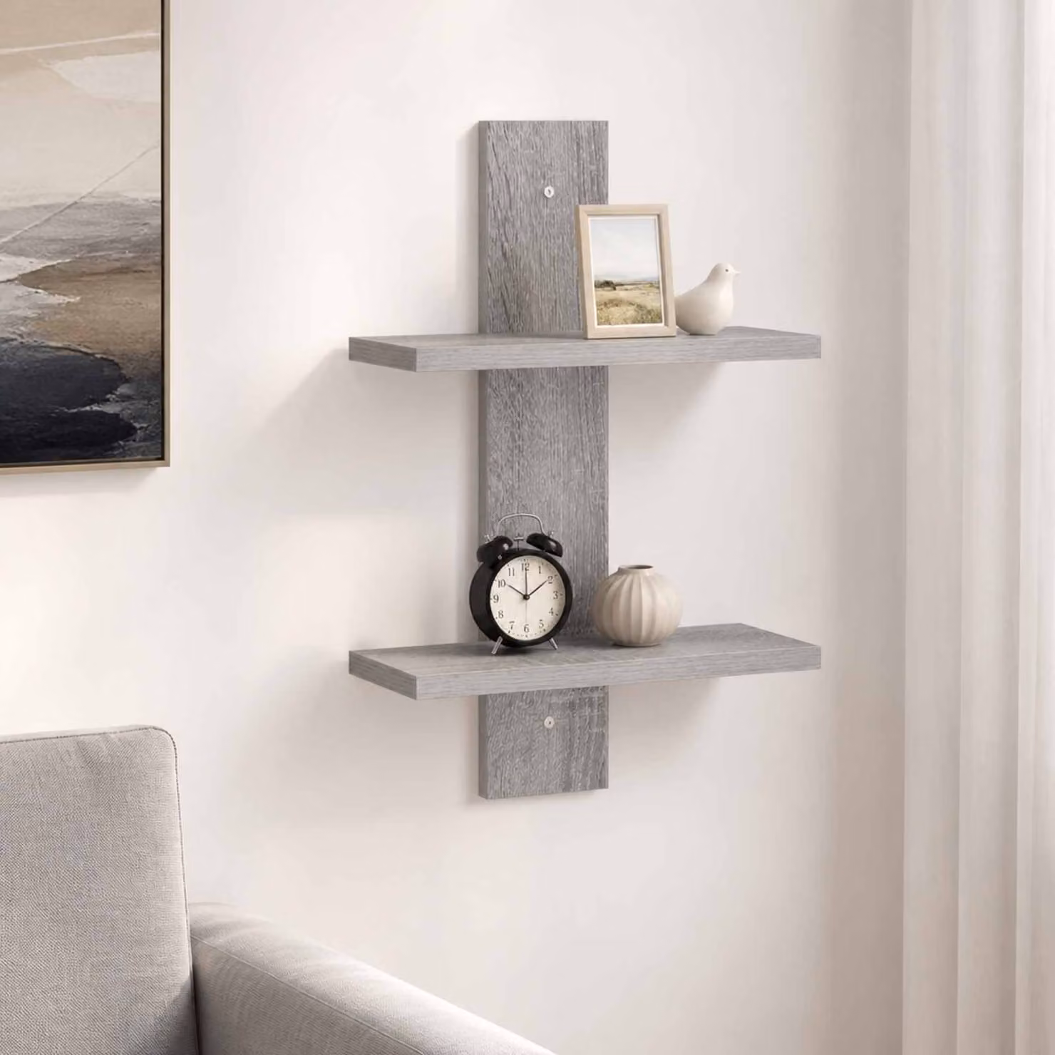 Scaffale da parete moderno vidaXL in MDF grigio L: 30 cm, P: 13,5 cm, H: 43 cm
