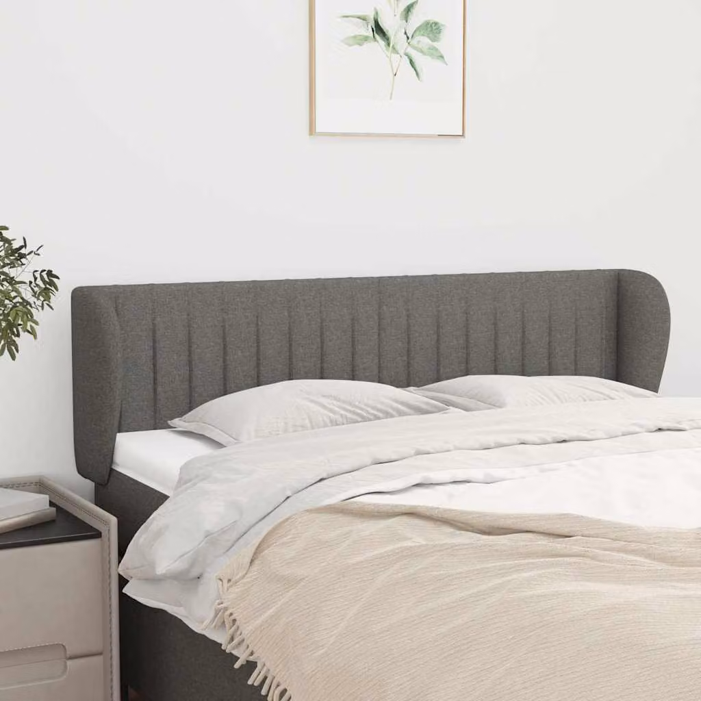 Testiera ad orecchio vidaXL in tessuto grigio scuro L: 147 cm, P: 23 cm, H: 78-88 cm