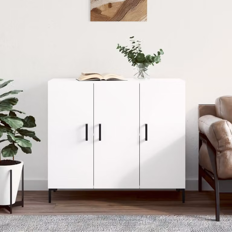 Credenza moderna vidaXL in legno e metallo bianca L/P/H: 90 x 34 x 80 cm