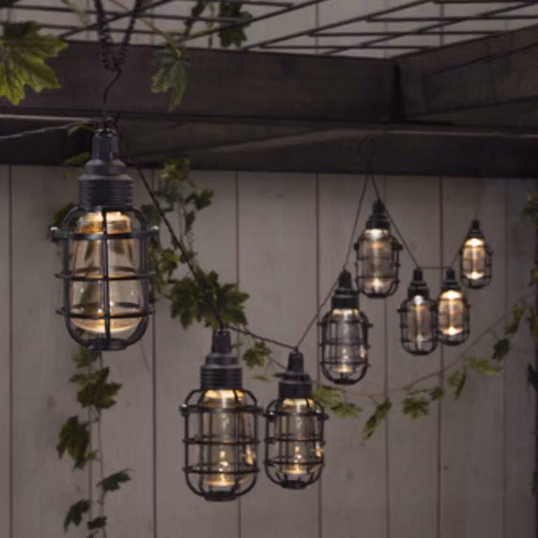 CAGE ghirlanda solare da giardino 8 luci LED con paralume IP44