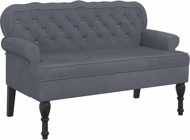 Panca con Schienale in Velluto Grigio CFW3914238 L: 119,5 cm, P: 64,5 cm, H: 75 cm – 1