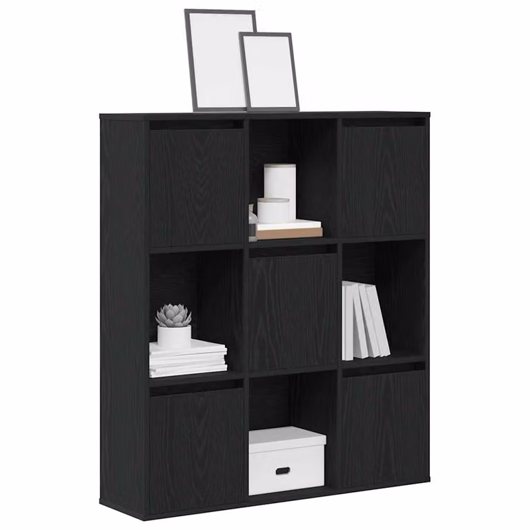 Libreria moderna vidaXL in legno nero con pannello posteriore L: 89 cm, P: 24 cm, H: 101,5 cm