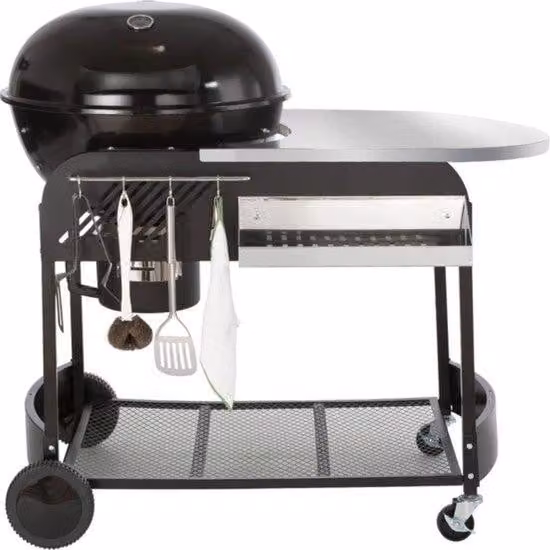 Barbecue mobile - Carbone - Con tavolo - Altezza 101 cm - Griglia 53 cm - Set barbecue