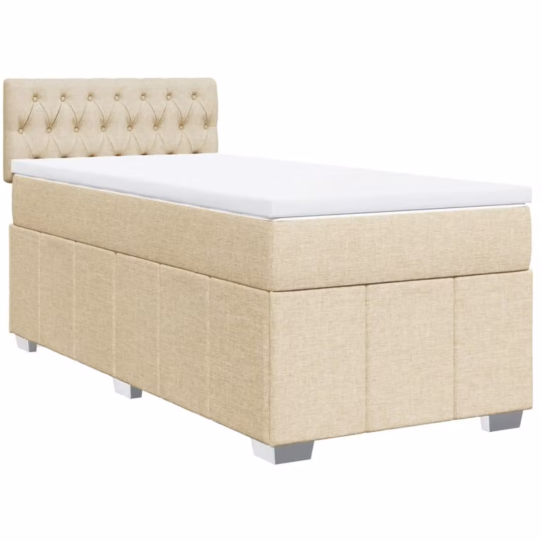 Giroletto a Molle con Materasso Crema 100x200 cm in Tessuto