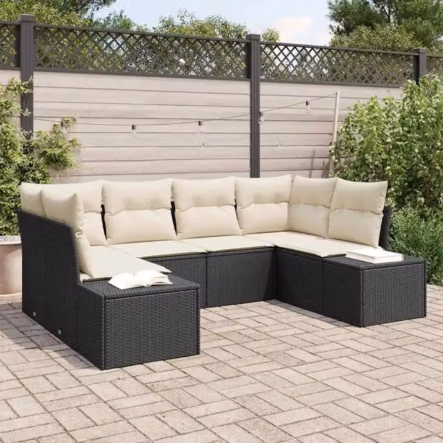 Set Divano da Giardino 6 pz Nero polyrattan 3347197