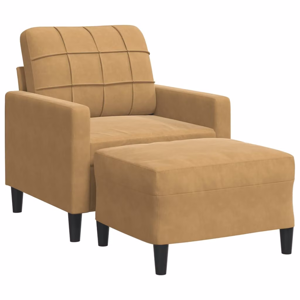 Poltrona con Poggiapiedi Marrone 60 cm in Velluto