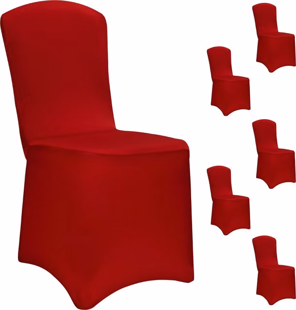 Set di 6 coprisedia rossi in tessuto elasticizzato antiscivolo certificato OEKO-TEX® – 1